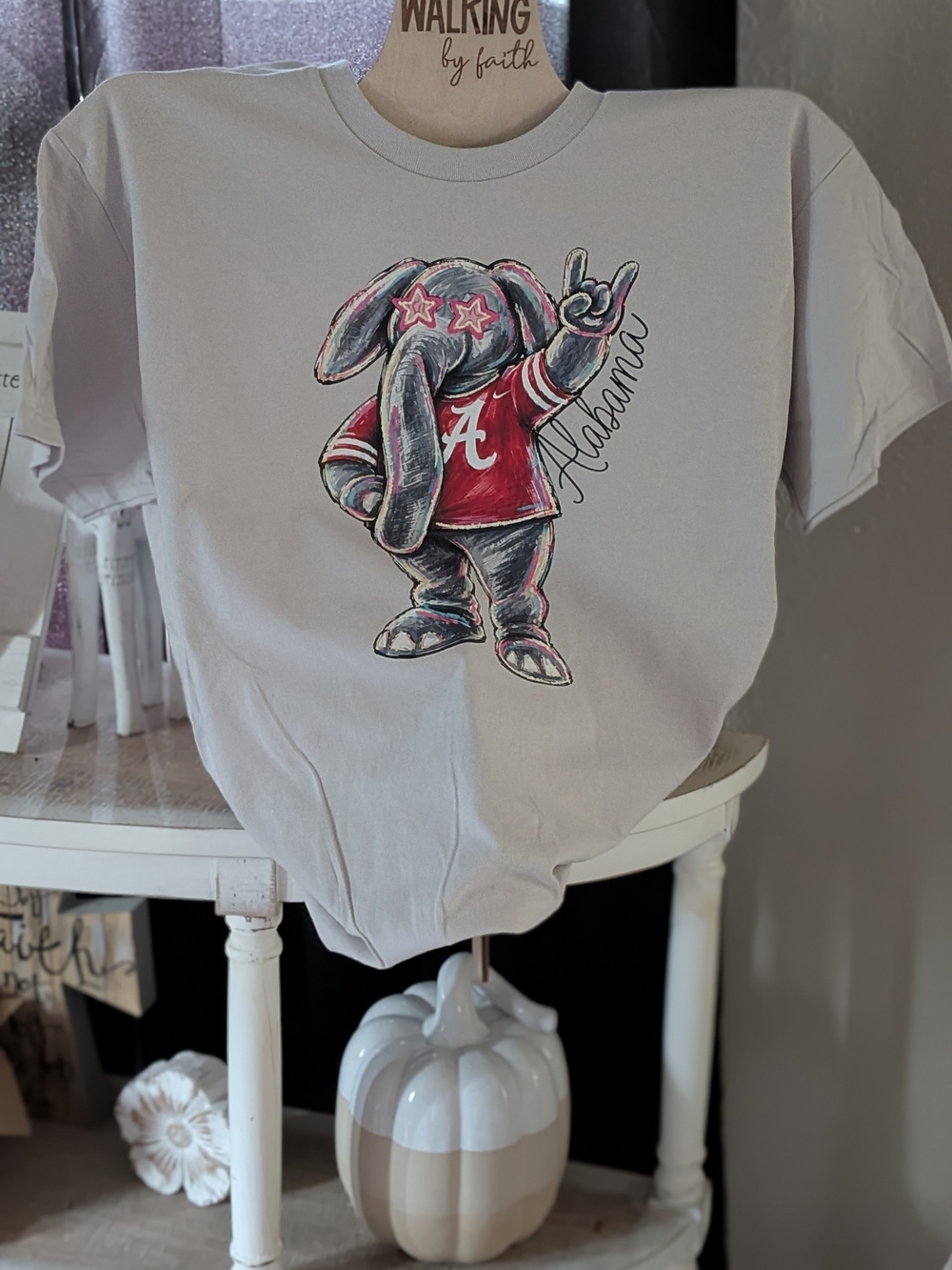 Alabama Elephant Graphic Tee - Light Gray - On A Gildan Tee